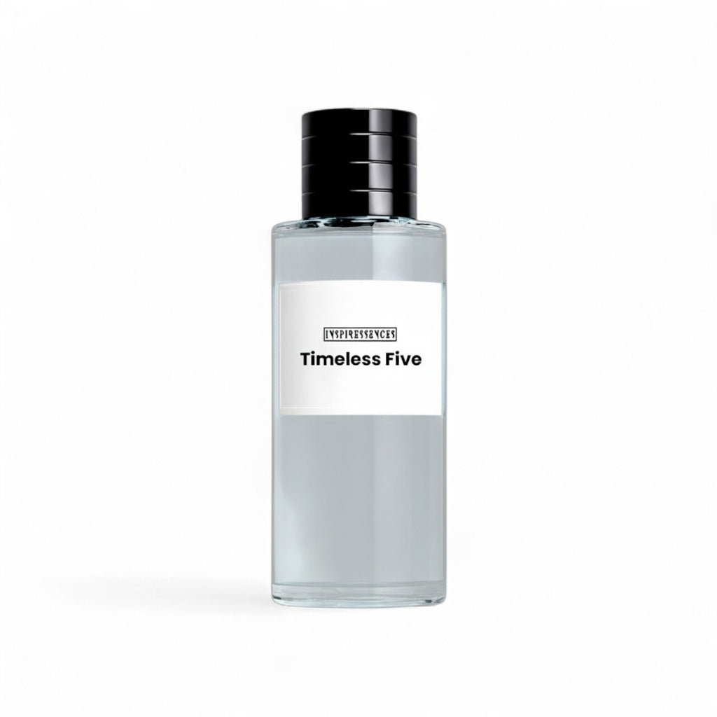 Timeless Five Extrait de Parfum — aldehydic floral jasmine and sandalwood luxury women's fragrance bottle