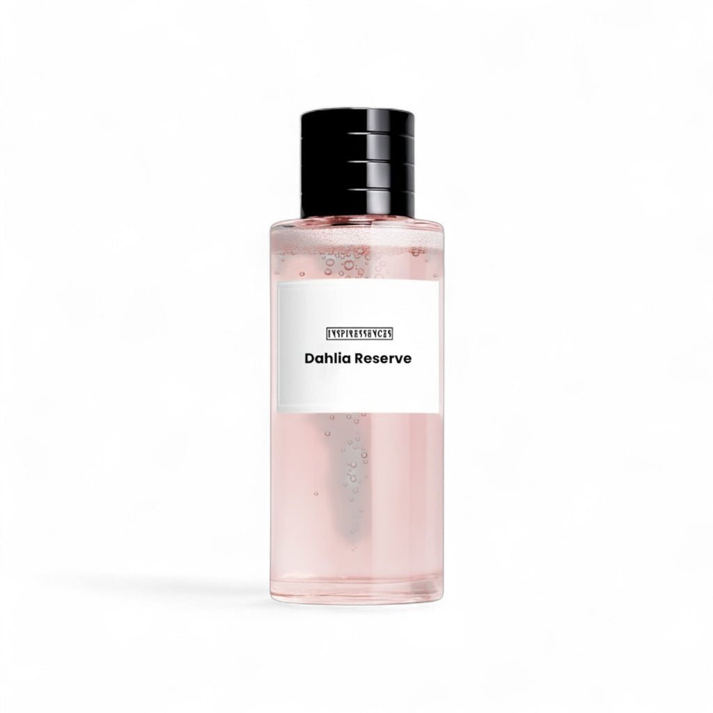 Dahlia Reserve Extrait de Parfum — Turkish rose, oud and lychee luxury feminine fragrance bottle